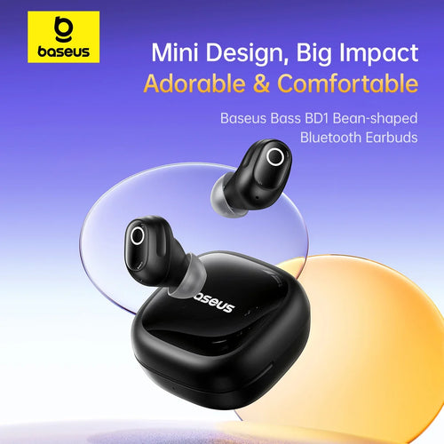 Baseus Bass BD1 Wireless Earbuds Bluetooth 5.4 Earphones Mini and Comfortable wear, Super Bass IP55 Waterproof 0.06s Low-Latency