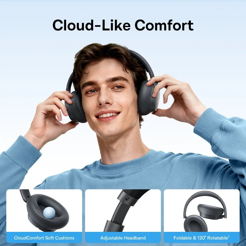 Baseus Bass BH1 NC Lite ANC Wireless Headphones 95% Noise Cancelling Headsets Headphone Bluetooth 6.0 80H Over Ear Earphones