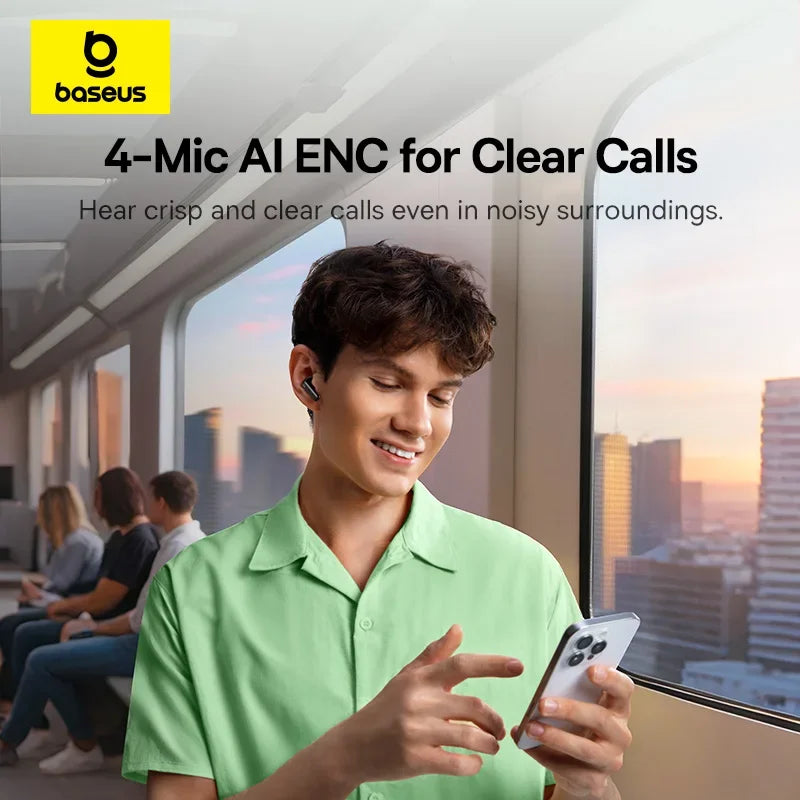 Baseus Bass EP10 NC -43dB Noise Cancelling ANC True Wireless Earbuds Bluetooth 6.0 In-Ear Wireless Earphones 4-Mics ENC Ear buds